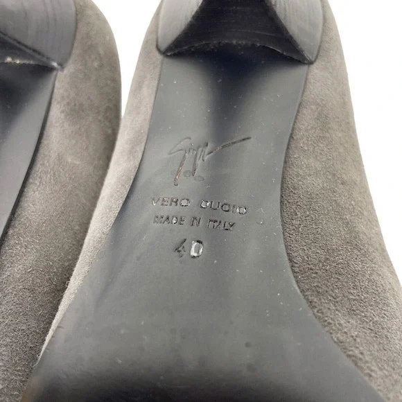 Giuseppe Zanotti High Heel Pump Gray Suede Pointed Toe Womens 40 IT / 10 US - Picture 5 of 14